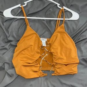 Tan/orange crop tank top